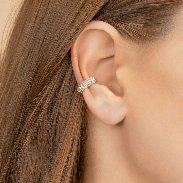 Alloy C Shaped Geometric Ear Cuffs With Micro Pave Zircon Electroplated Fashion Earrings For Unisex