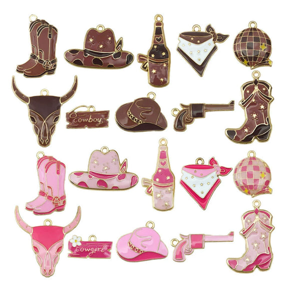 Alloy Cactus Western Denim Hat Electroplating Creative Diy Pendant Accessories For Bracelet Necklace Keychain