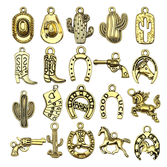 Alloy Cactus Western Denim Hat Electroplating Creative Diy Pendant Accessories For Bracelet Necklace Keychain