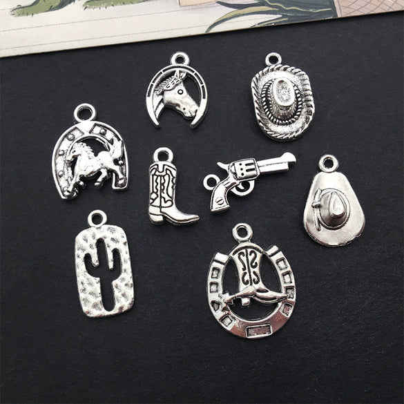 Alloy Cactus Western Denim Hat Electroplating Creative Diy Pendant Accessories For Bracelet Necklace Keychain