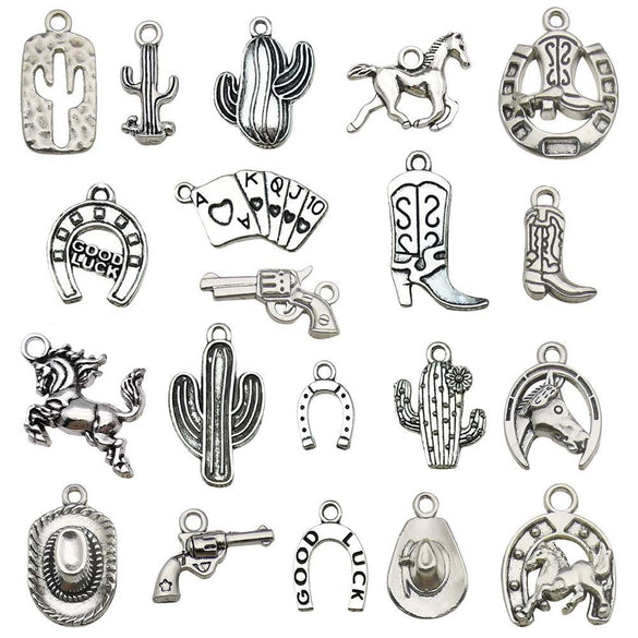 Alloy Cactus Western Denim Hat Electroplating Creative Diy Pendant Accessories For Bracelet Necklace Keychain