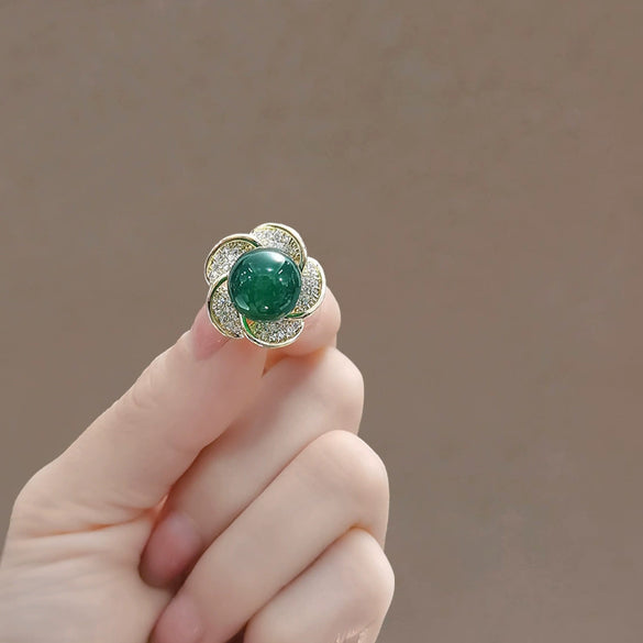 Alloy Camellia Flower Electroplating Retro Women's Brooch For Cheongsam Collar Accessories