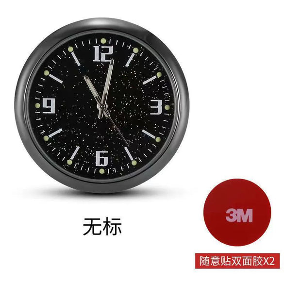 Alloy Car Quartz Watch With Luminous Starry Sky Design And Adjustable Angle For Car Interior Decoration