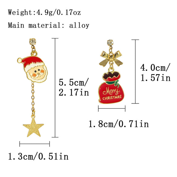 Alloy Cartoon Character Santa Claus Backpack Earrings For Women