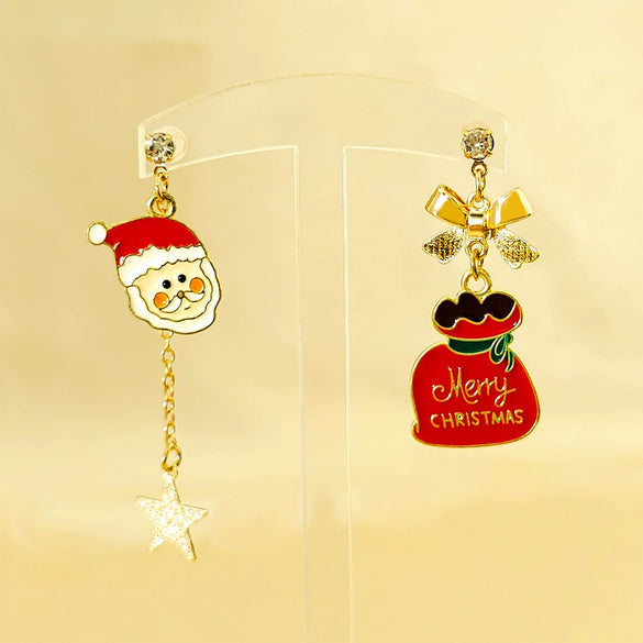 Alloy Cartoon Character Santa Claus Backpack Earrings For Women