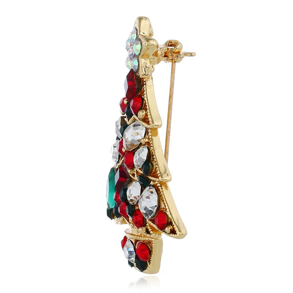 Alloy Cartoon Christmas Tree Brooch For Women With Diamond Design