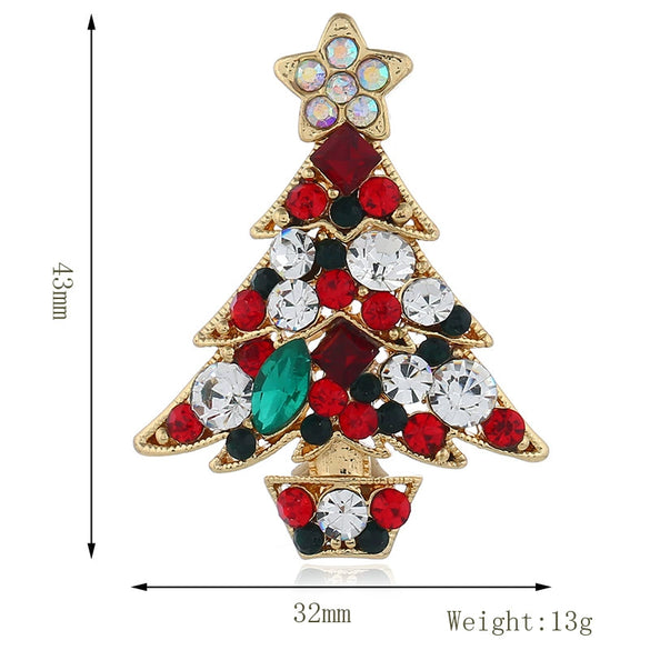 Alloy Cartoon Christmas Tree Brooch For Women With Diamond Design