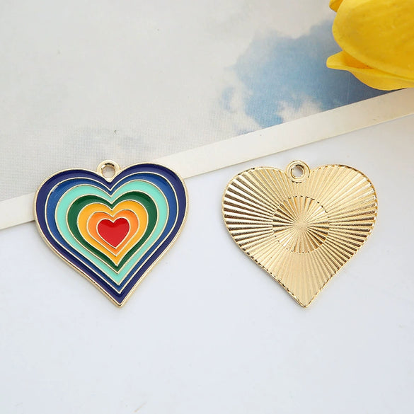 Alloy Cartoon Color Love Dripping Oil Diy Jewelry Accessories Necklace Pendant Earrings Bracelet Pendant