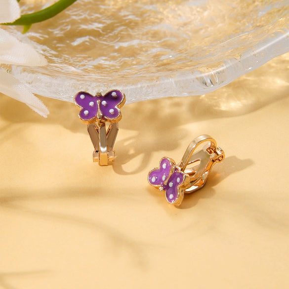 Alloy Cartoon Cute Dripping Oil Animal Flower Women's Ear Clips
