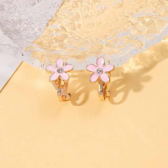Alloy Cartoon Cute Dripping Oil Animal Flower Women's Ear Clips