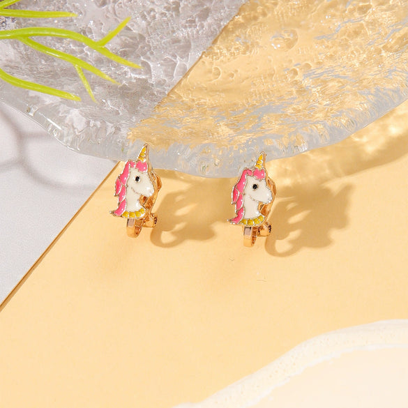 Alloy Cartoon Cute Dripping Oil Animal Flower Women's Ear Clips
