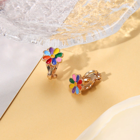 Alloy Cartoon Cute Dripping Oil Animal Flower Women's Ear Clips