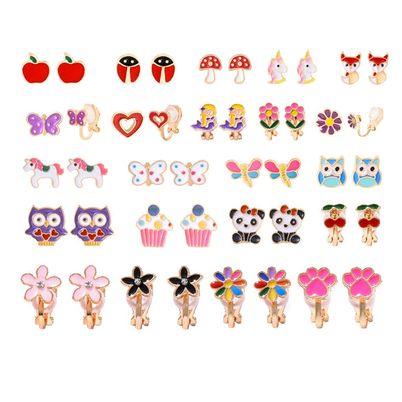 Alloy Cartoon Cute Dripping Oil Animal Flower Women's Ear Clips