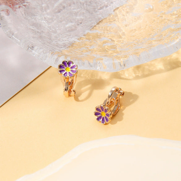 Alloy Cartoon Cute Dripping Oil Animal Flower Women's Ear Clips