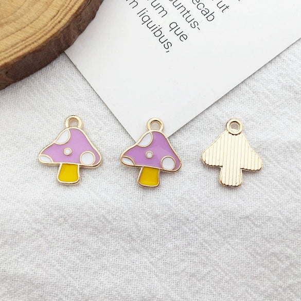 Alloy Cartoon Mushroom Dripping Oil Jewelry Pendant Accessories