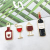 Alloy Cartoon Red Wine Bottle Coconut Tree Dripping Oil Pendant Jewelry Accessories