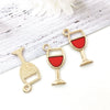 Alloy Cartoon Red Wine Bottle Coconut Tree Dripping Oil Pendant Jewelry Accessories