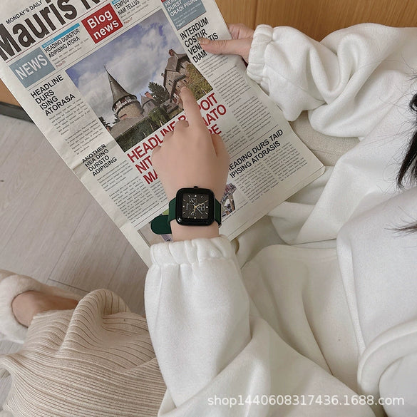 Alloy Case Casual Style Square Dial Quartz Watch For Teenagers And Middle School Students