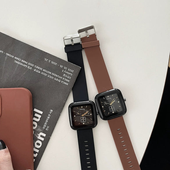 Alloy Case Casual Style Square Dial Quartz Watch For Teenagers And Middle School Students