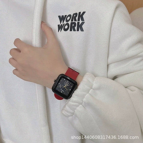 Alloy Case Casual Style Square Dial Quartz Watch For Teenagers And Middle School Students