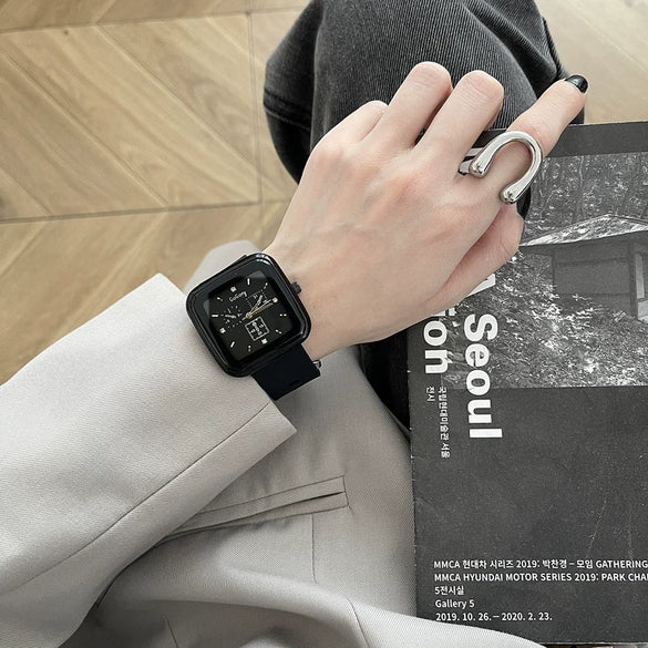 Alloy Case Casual Style Square Dial Quartz Watch For Teenagers And Middle School Students