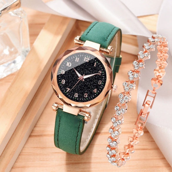 Alloy Case Casual Women's Round Dial Quartz Belt Watch With Imitation Leather Strap