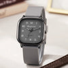 Alloy Case Silicone Strap Square Antique Ladies Quartz Watch