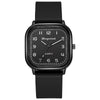 Alloy Case Silicone Strap Square Antique Ladies Quartz Watch