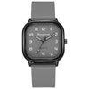 Alloy Case Silicone Strap Square Antique Ladies Quartz Watch