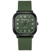 Alloy Case Silicone Strap Square Antique Ladies Quartz Watch