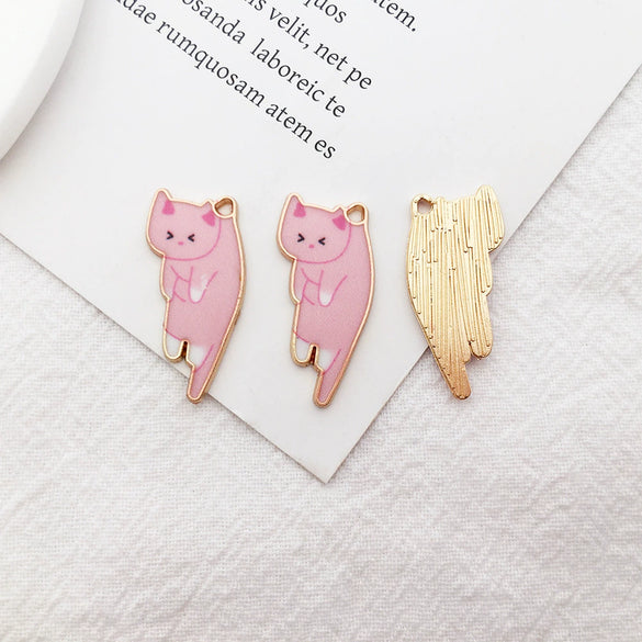 Alloy Cat Dripping Oil Pendant Accessories For Diy Jewelry