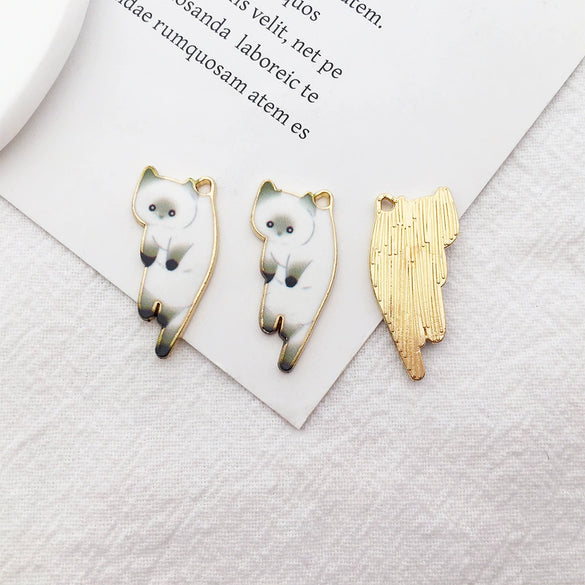 Alloy Cat Dripping Oil Pendant Accessories For Diy Jewelry