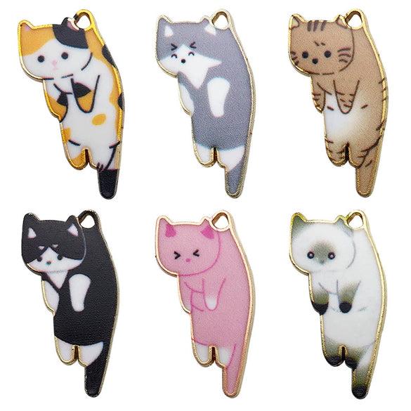 Alloy Cat Dripping Oil Pendant Accessories For Diy Jewelry