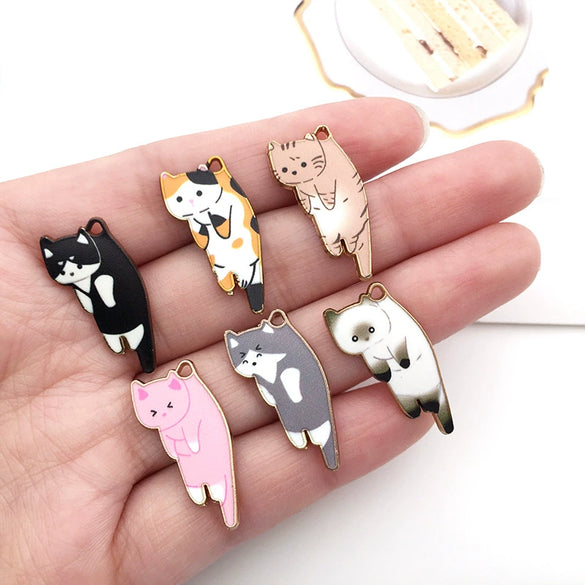 Alloy Cat Dripping Oil Pendant Accessories For Diy Jewelry