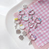 Alloy Cat Head Key Pendant With Oil Dripping Design And Cartoon Geometric Style Handmade Beaded