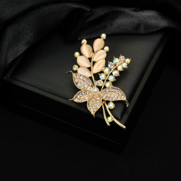Alloy Cat's Eye Stone Brooch Electroplating Geometric Style Antiglare Unisex Accessories