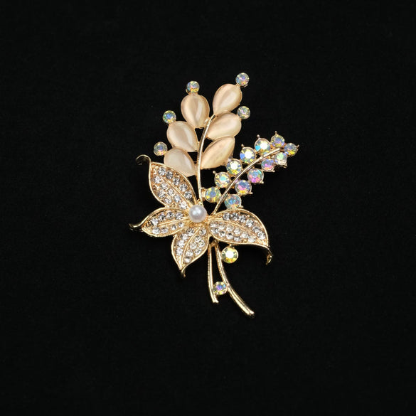 Alloy Cat's Eye Stone Brooch Electroplating Geometric Style Antiglare Unisex Accessories