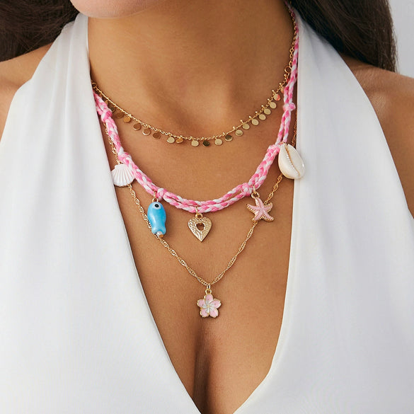 Alloy Ceramic Animal Zodiac Sweet Style Electroplated Pendant Necklace