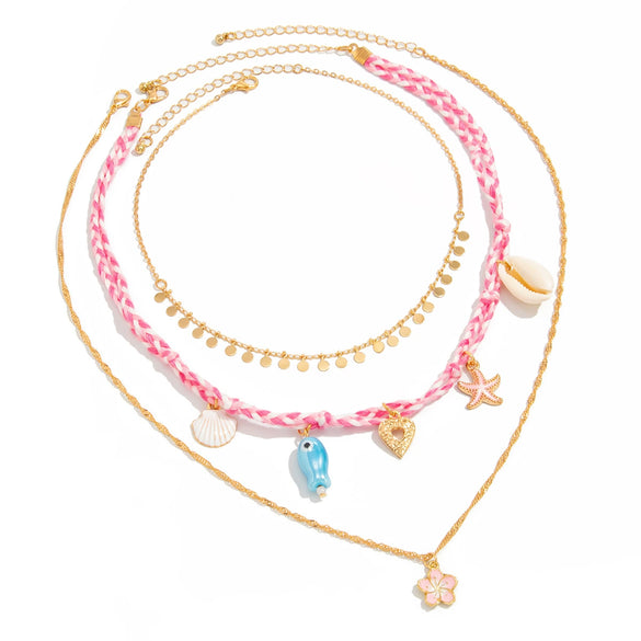 Alloy Ceramic Animal Zodiac Sweet Style Electroplated Pendant Necklace