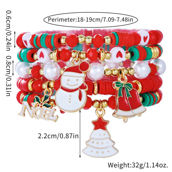 Alloy Christmas Bracelet Set With Little Snowman Santa Claus Pendant Electroplated Unisex Festive Animal Zodiac Style
