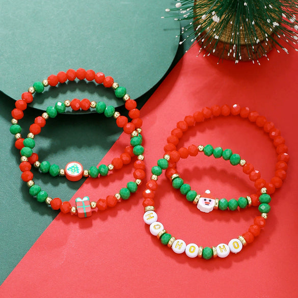 Alloy Christmas Bracelet Set With Little Snowman Santa Claus Pendant Electroplated Unisex Festive Animal Zodiac Style