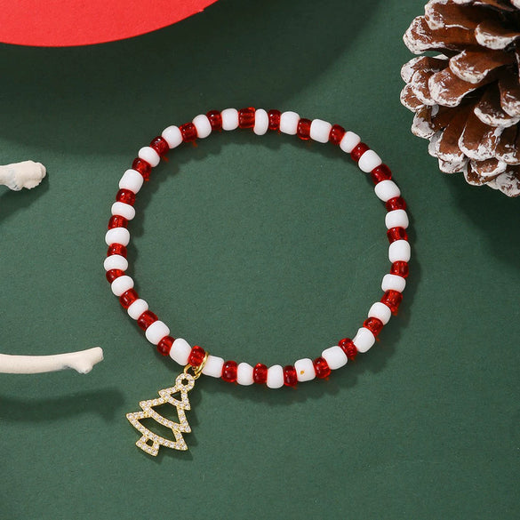 Alloy Christmas Bracelet Set With Little Snowman Santa Claus Pendant Electroplated Unisex Festive Animal Zodiac Style