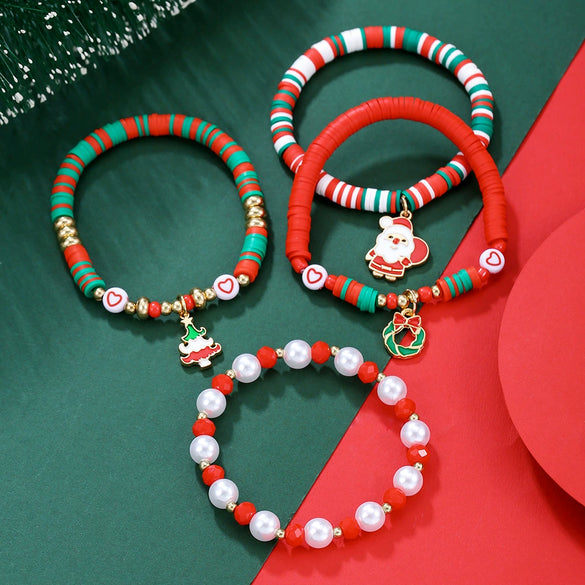 Alloy Christmas Bracelet Set With Little Snowman Santa Claus Pendant Electroplated Unisex Festive Animal Zodiac Style