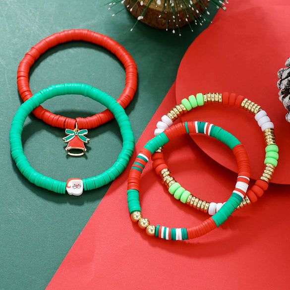 Alloy Christmas Bracelet Set With Little Snowman Santa Claus Pendant Electroplated Unisex Festive Animal Zodiac Style