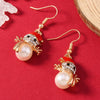 Alloy Christmas Cute Little Snowman Earrings For Women With Diamond Design