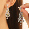 Alloy Christmas Earrings With Colorful Tassel And Christmas Tree Design Geometric Pattern Diamond Inlay For Women