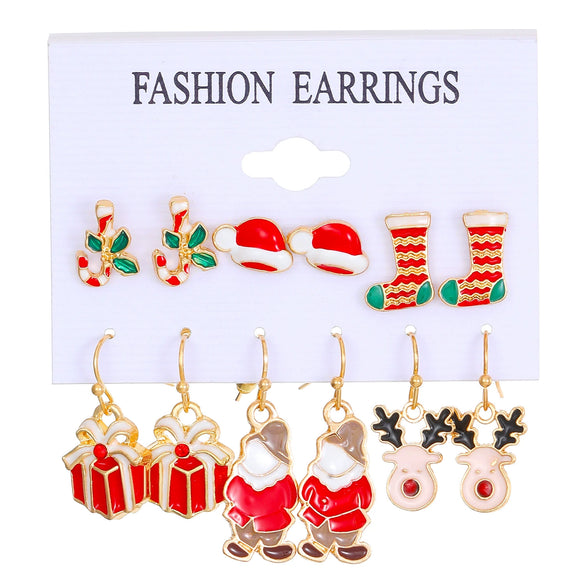 Alloy Christmas Earrings With Geometric Pattern And Electroplating Treatment For Women