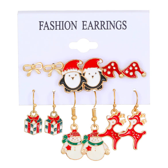 Alloy Christmas Earrings With Geometric Pattern And Electroplating Treatment For Women