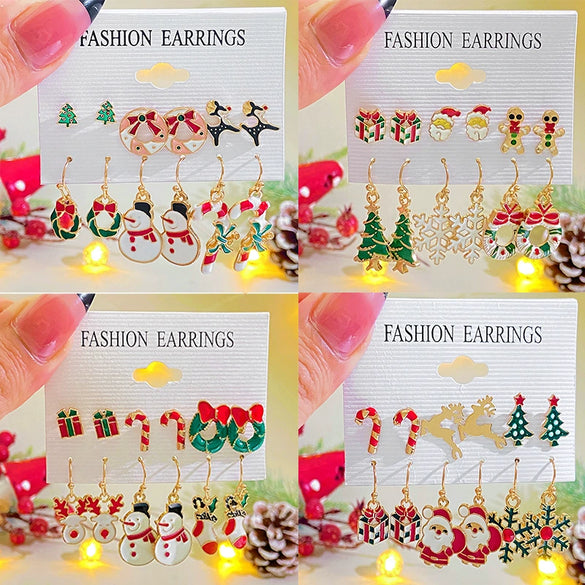 Alloy Christmas Earrings With Geometric Pattern And Electroplating Treatment For Women