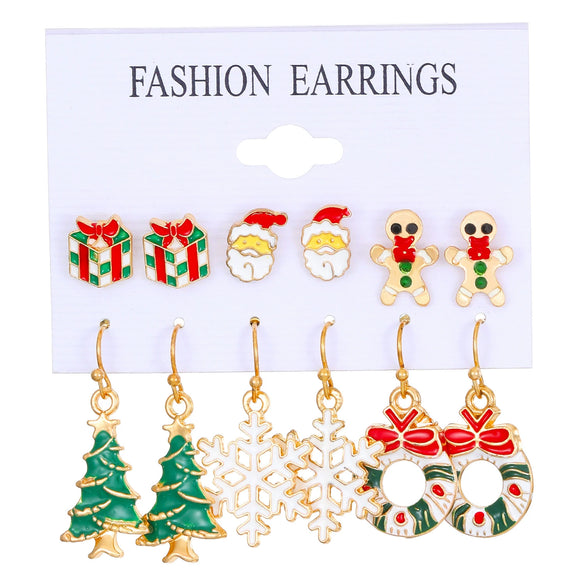 Alloy Christmas Earrings With Geometric Pattern And Electroplating Treatment For Women